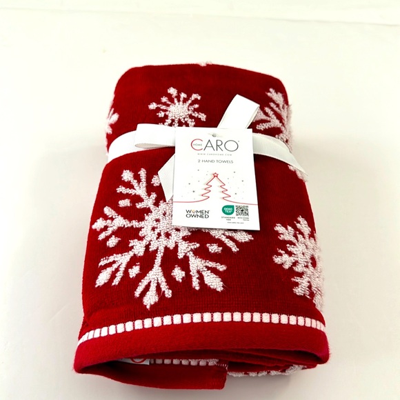 4pc Caro Home Snowflake Bath Towel Set - Holiday -  Winter Flurries -Red/W… - Picture 5 of 7
